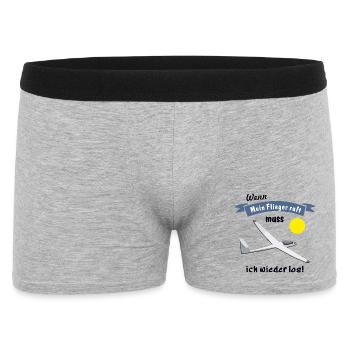 wenn mein flieger ruft - Männer Boxer Shorts - Grau meliert - Vorne