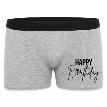 Happy Birthday - Männer Boxer Shorts - Grau meliert - Vorne