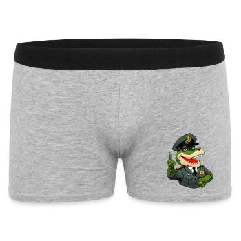 Krokodil Polizist - Männer Boxer Shorts - Grau meliert - Vorne