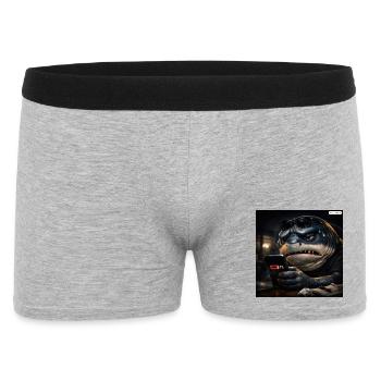 Hai_mit_Handy-_Akku1- - Männer Boxer Shorts - Grau meliert - Vorne