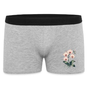 Orchideenliebe – botanische Blüten - Männer Boxer Shorts - Grau meliert - Vorne