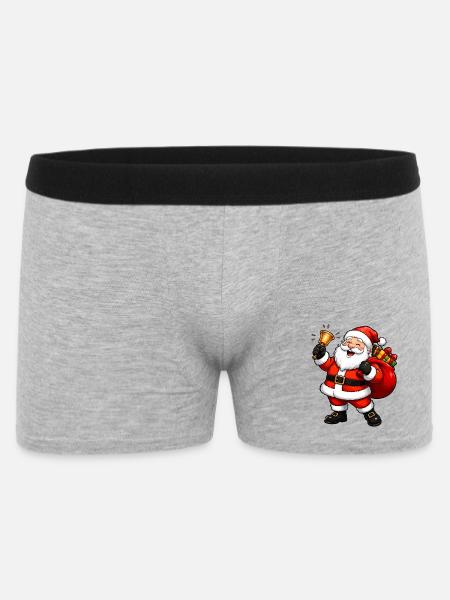 Weihnachtsmann Comic - Männer Boxer Shorts - Grau meliert