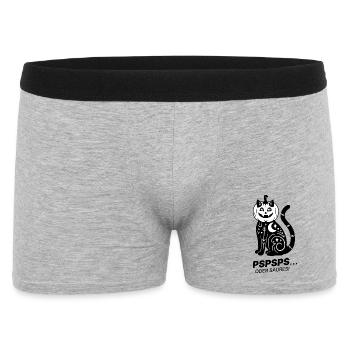 Pspsps oder Saures – Schwarze Katze Halloween - Männer Boxer Shorts - Grau meliert - Vorne