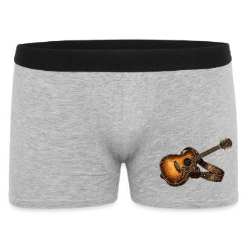 Akustikgitarre – Rustikale Vintage Musik Kunst - Männer Boxer Shorts - Grau meliert - Vorne