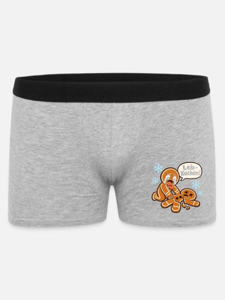 Leb-Kuchen! – Vorweihnachtszeit - Männer Boxer Shorts - Grau meliert