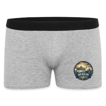 Berlin, Deutschland Reiseabzeichen Brandenburger Tor Geschenk - Männer Boxer Shorts - Grau meliert - Vorne