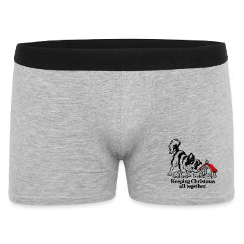 Border Collie hütet zu Weihnachten Spielzeugschafe - Männer Boxer Shorts - Grau meliert - Vorne