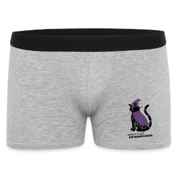 Macht Platz ihr Magielosen! – Schwarze Katze Hexe - Männer Boxer Shorts - Grau meliert - Vorne