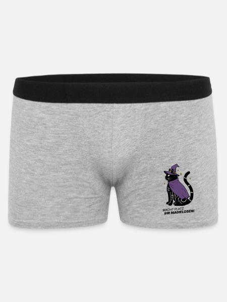 Macht Platz ihr Magielosen! – Schwarze Katze Hexe - Männer Boxer Shorts - Grau meliert