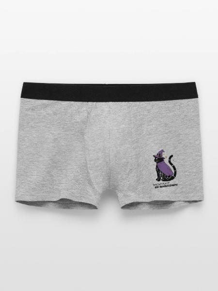 Macht Platz ihr Magielosen! – Schwarze Katze Hexe - Männer Boxer Shorts - Grau meliert - Vorne