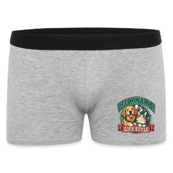 Tierarzt-Lebensstil-Hund-Katzen-Duo - Männer Boxer Shorts - Grau meliert - Vorne