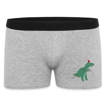 Niedlicher Weihnachtsdinosaurier - Männer Boxer Shorts - Grau meliert - Vorne