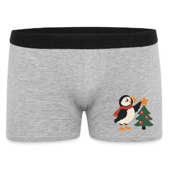 Weihnachtspuffer schmückt den Weihnachtsbaum - Männer Boxer Shorts - Grau meliert - Vorne