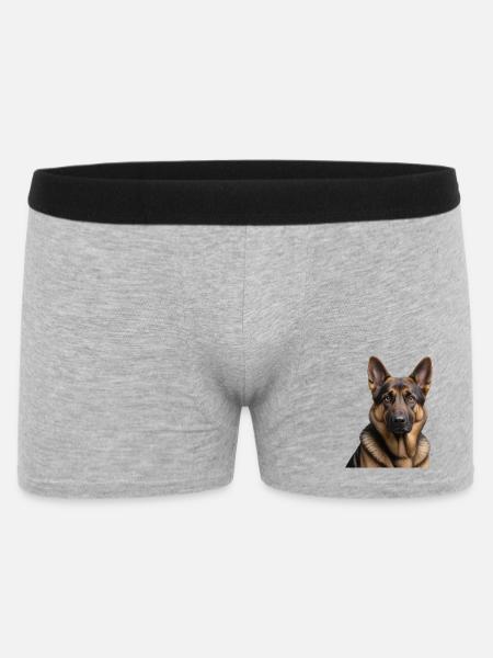 Kopfportrait Deutscher Schäferhund - Männer Boxer Shorts - Grau meliert