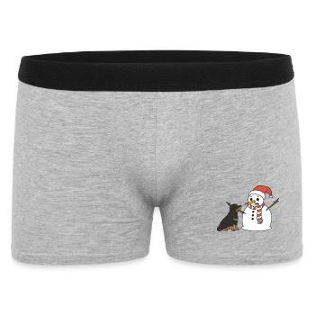 Rottweiler klaut Schneemann den Stockarm - Männer Boxer Shorts - Grau meliert - Vorne