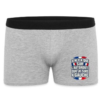 Nur auf der Autobahn bin ich links - Männer Boxer Shorts - Grau meliert - Vorne