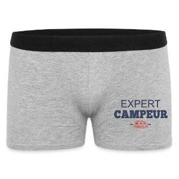 Camping-Humor-Camper-Experte - Männer Boxer Shorts - Grau meliert - Vorne