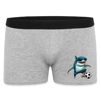 Fussball Hai Fisch - Männer Boxer Shorts - Grau meliert - Vorne