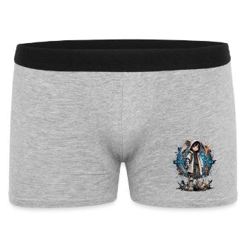 Baby-Cyborg im Cyberpunk-Viertel - Männer Boxer Shorts - Grau meliert - Vorne
