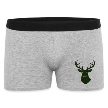 Waldhirsch Silhouette - Männer Boxer Shorts - Grau meliert - Vorne