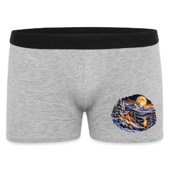 Winterwaldhütte am Mondsee - Männer Boxer Shorts - Grau meliert - Vorne