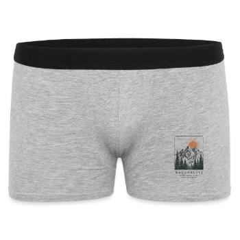 Wanderlust: Berge, Wald und Sonne - Männer Boxer Shorts - Grau meliert - Vorne
