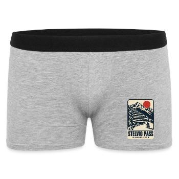 Stelvio Pass 48 Haarnadeln Vintage-Motorradplakat - Männer Boxer Shorts - Grau meliert - Vorne