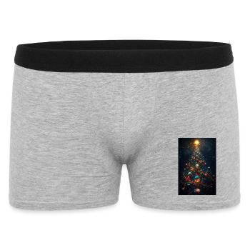 Kosmischer Weihnachtsbaum mit Planetenschmuck - Männer Boxer Shorts - Grau meliert - Vorne