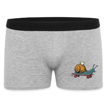 Skate-Schnecke mit Espresso - Männer Boxer Shorts - Grau meliert - Vorne