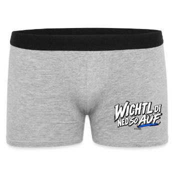 Wichtli Di Ned So Auf - Dialekt Shirt - Männer Boxer Shorts - Grau meliert - Vorne