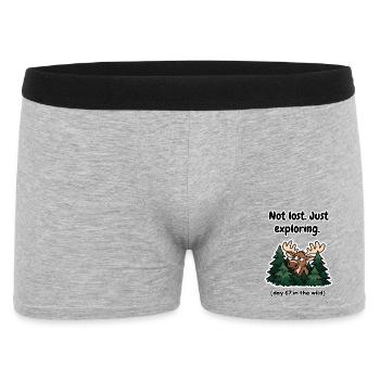 Nicht verloren, sondern nur Elche erkunden. - Männer Boxer Shorts - Grau meliert - Vorne