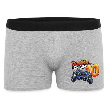 Gaming zum 10. Geburtstag – Yeahhh ich bin 10 - Männer Boxer Shorts - Grau meliert - Vorne