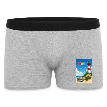 EG Moin Leuchtturm Urlaub Boot Meer Sand Maritim - Männer Boxer Shorts - Grau meliert - Vorne