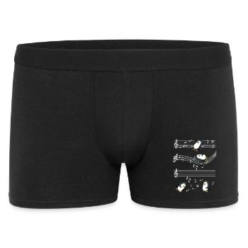 Musikalische Pinguine auf Notenbalken - Männer Boxer Shorts - Schwarz - Vorne