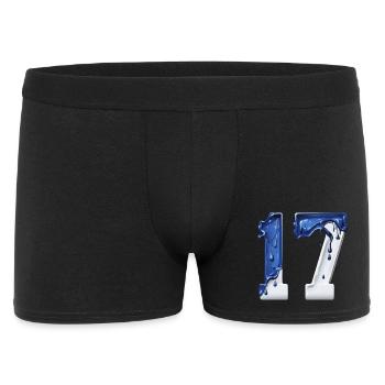 NR. 17 NUMMER 17 BLAU WEIß 17. GEBURTSTAG - Männer Boxer Shorts - Schwarz - Vorne