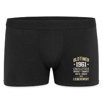 LUSTIG 65. GEBURTSTAG OLDTIMER 1961 EINZELSTÜCK - Männer Boxer Shorts - Schwarz - Vorne