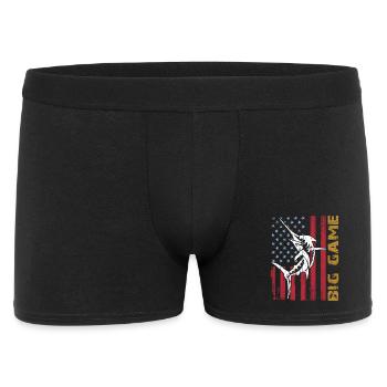 Springender Marlin mit US Flagge Hochseefischen - Männer Boxer Shorts - Schwarz - Vorne