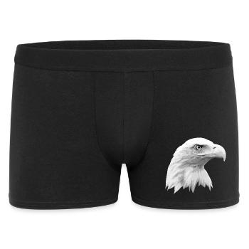 Adlerkopf, Weißkopfseeadler, Adler, Greifvogel aus - Männer Boxer Shorts - Schwarz - Vorne