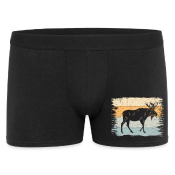 Elch - Männer Boxer Shorts - Schwarz - Vorne