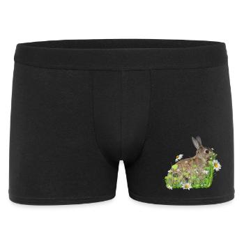 Hase weiße Blumen - Männer Boxer Shorts - Schwarz - Vorne