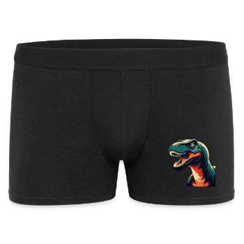 Dinosaurier Cartoon Figur Buntes Haustier Tier - Männer Boxer Shorts - Schwarz - Vorne