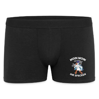 Moin Moin ihr spacken Möwe Nordsee Ostsee Norden - Männer Boxer Shorts - Schwarz - Vorne
