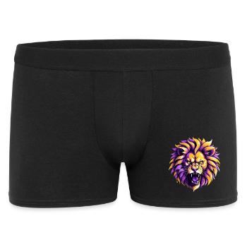Wilder Löwe in Lila und Gelb - Männer Boxer Shorts - Schwarz - Vorne