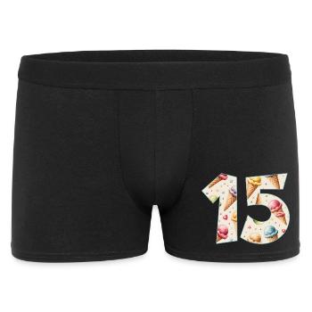 EISCREME NUMMER 15 JAHRE EIS 15. GEBURTSTAG - Männer Boxer Shorts - Schwarz - Vorne
