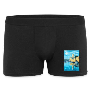 La Rochelle Frankreich Vintage Reiseplakat Souvenir - Männer Boxer Shorts - Schwarz - Vorne