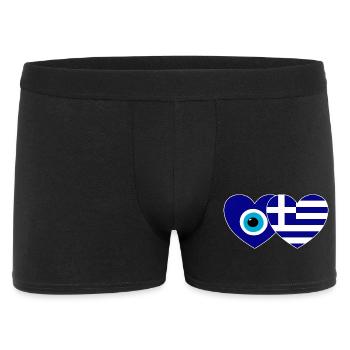 Greece Flag Lucky Charm Nazar Pearl - Men's Boxer Shorts - black - Front