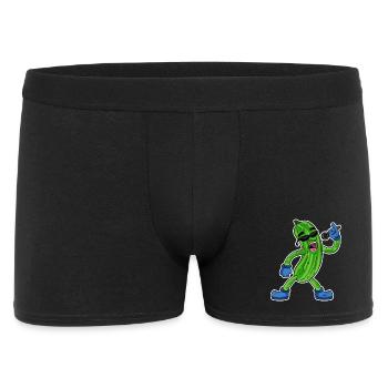 Gurke singt lustige Illustration Gemüse Geschenk - Männer Boxer Shorts - Schwarz - Vorne