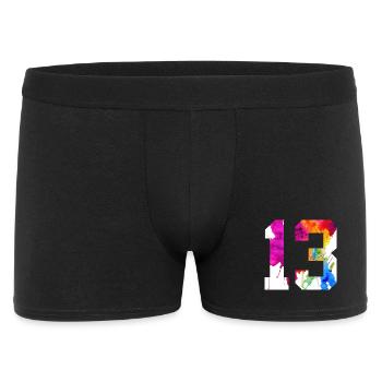 NUMMER 13 JAHRE ALT 13. GEBURTSTAG - Männer Boxer Shorts - Schwarz - Vorne