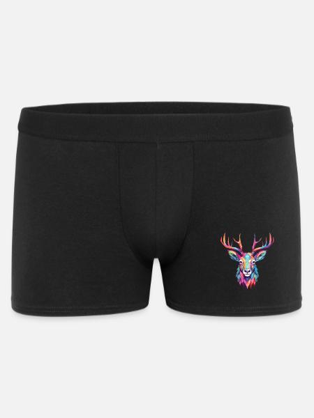 Hirsch buntes Aquarell Cartoon Kawaii Tier - Männer Boxer Shorts - Schwarz