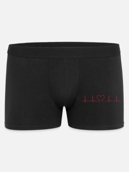 Herzschlag-EKG-Linie Medizinischer Pulswellen-Ikon-Vektor - Männer Boxer Shorts - Schwarz